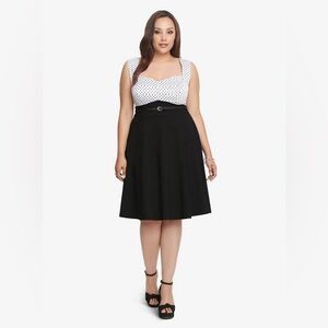 Belted Polka Dot Swing Dress